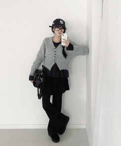 【丈別】ブーツカットトレーニングバンディングパンツ(8color) BLACK