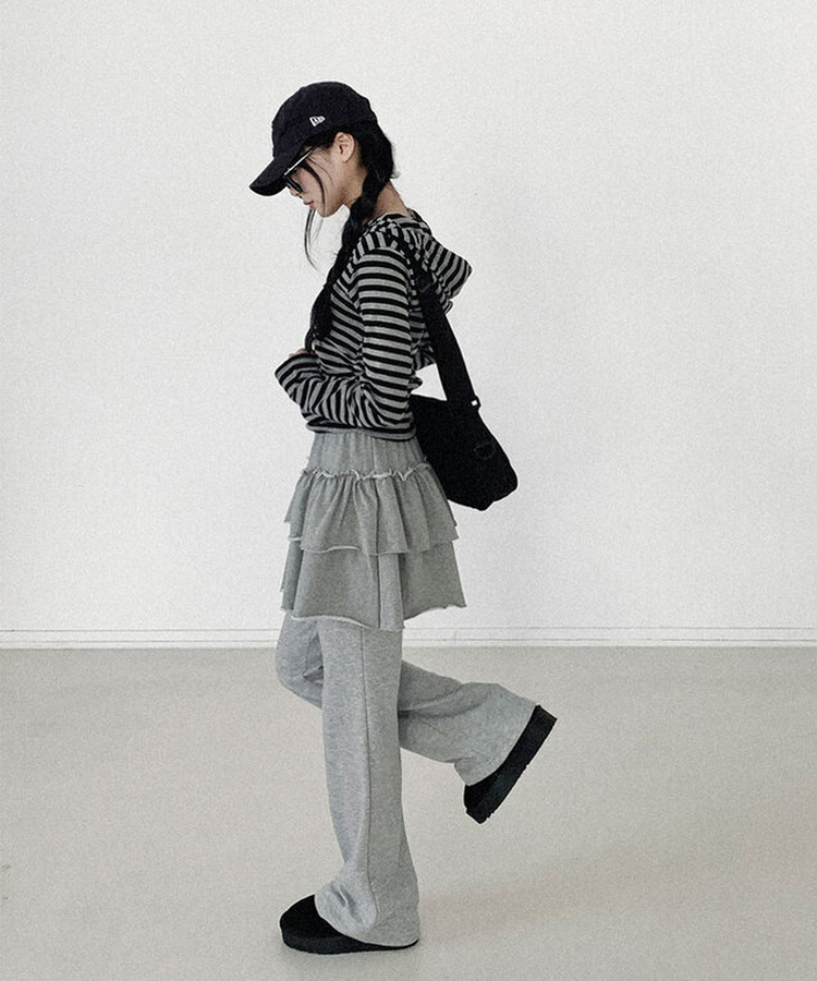 【丈別】ブーツカットトレーニングバンディングパンツ(8color) Merange Gray