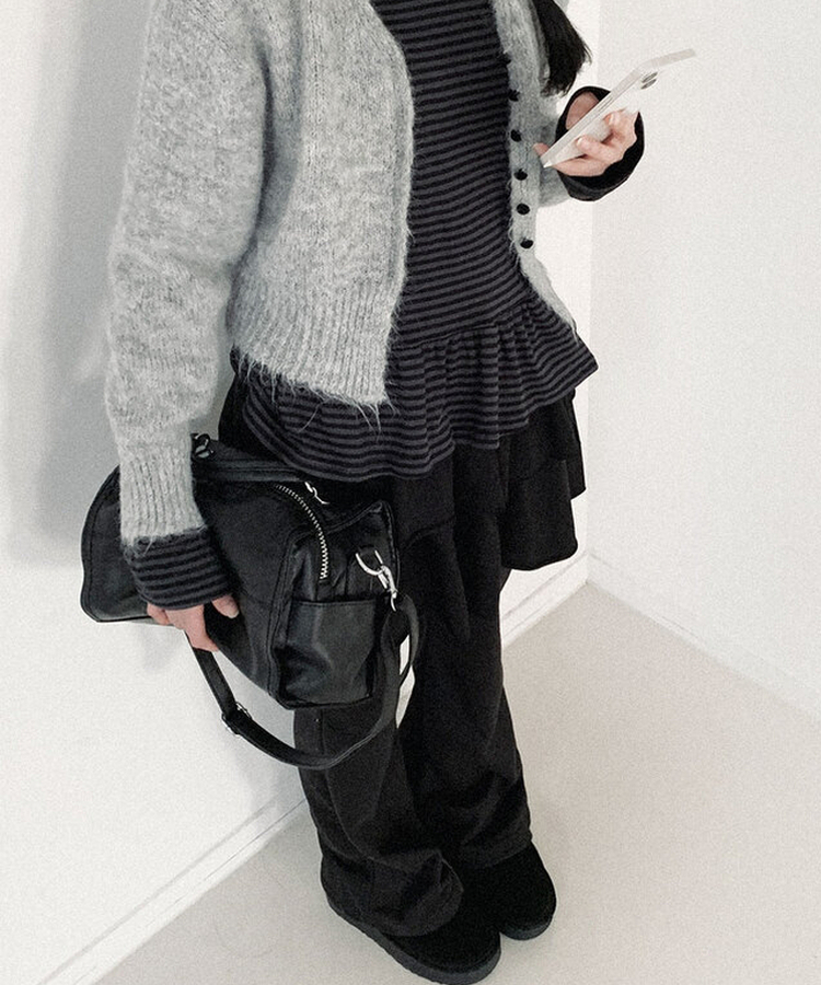 【丈別】ブーツカットトレーニングバンディングパンツ(8color) BLACK