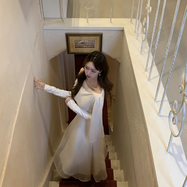 オフショルダーシフォンロングフレアワンピース｜ロング