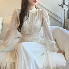 ダンデリオンシフォンロングフレアワンピース IVORY