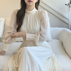 ダンデリオンシフォンロングフレアワンピース IVORY