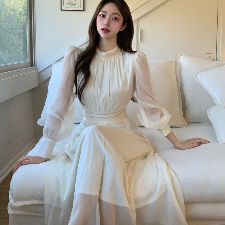 ダンデリオンシフォンロングフレアワンピース IVORY