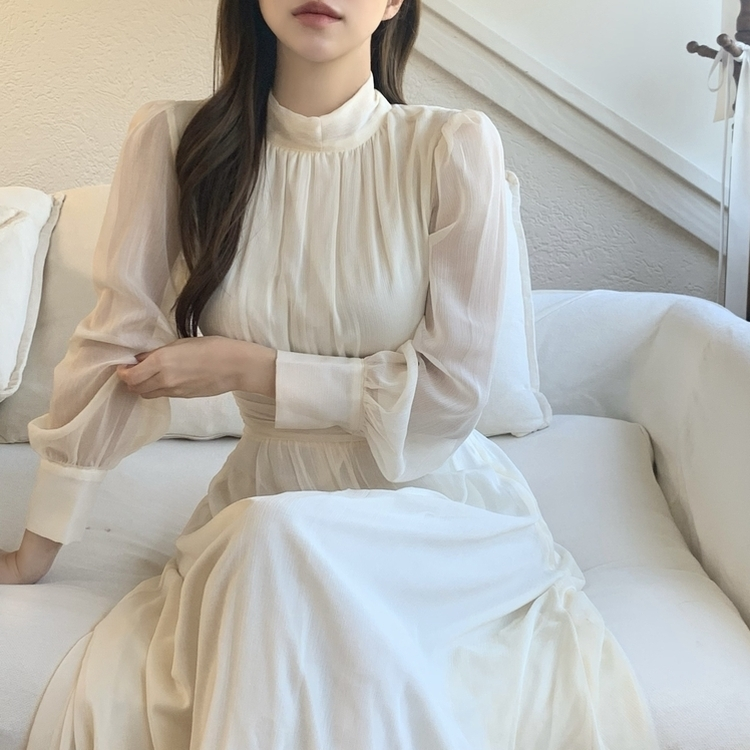 ダンデリオンシフォンロングフレアワンピース IVORY