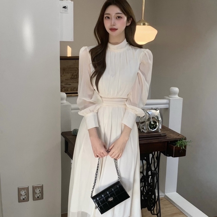 ダンデリオンシフォンロングフレアワンピース IVORY