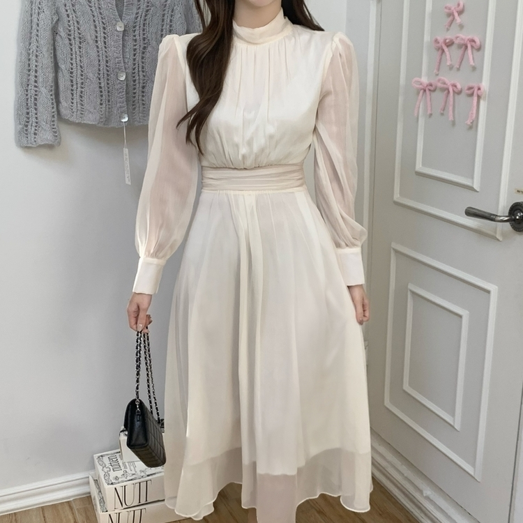 ダンデリオンシフォンロングフレアワンピース IVORY