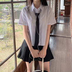 ミニスカート 【ベルト付き】Aラインプリーツスカートパンツ BLACK