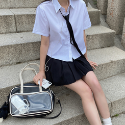 ミニスカート 【ベルト付き】Aラインプリーツスカートパンツ BLACK