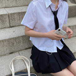 ミニスカート 【ベルト付き】Aラインプリーツスカートパンツ BLACK