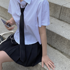 ミニスカート 【ベルト付き】Aラインプリーツスカートパンツ BLACK