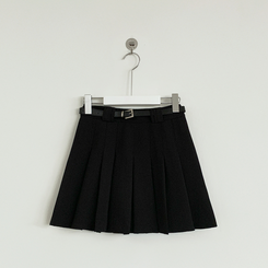 ミニスカート 【ベルト付き】Aラインプリーツスカートパンツ
