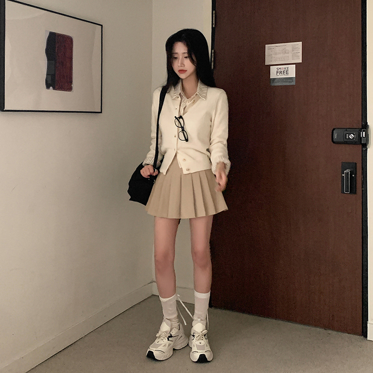 【ベルト付き】Aラインプリーツスカートパンツ BEIGE