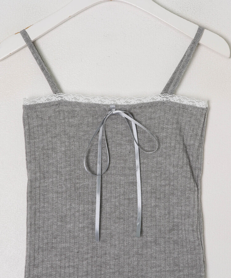 [SET] 나시 레이스 리본 크롭 가디건