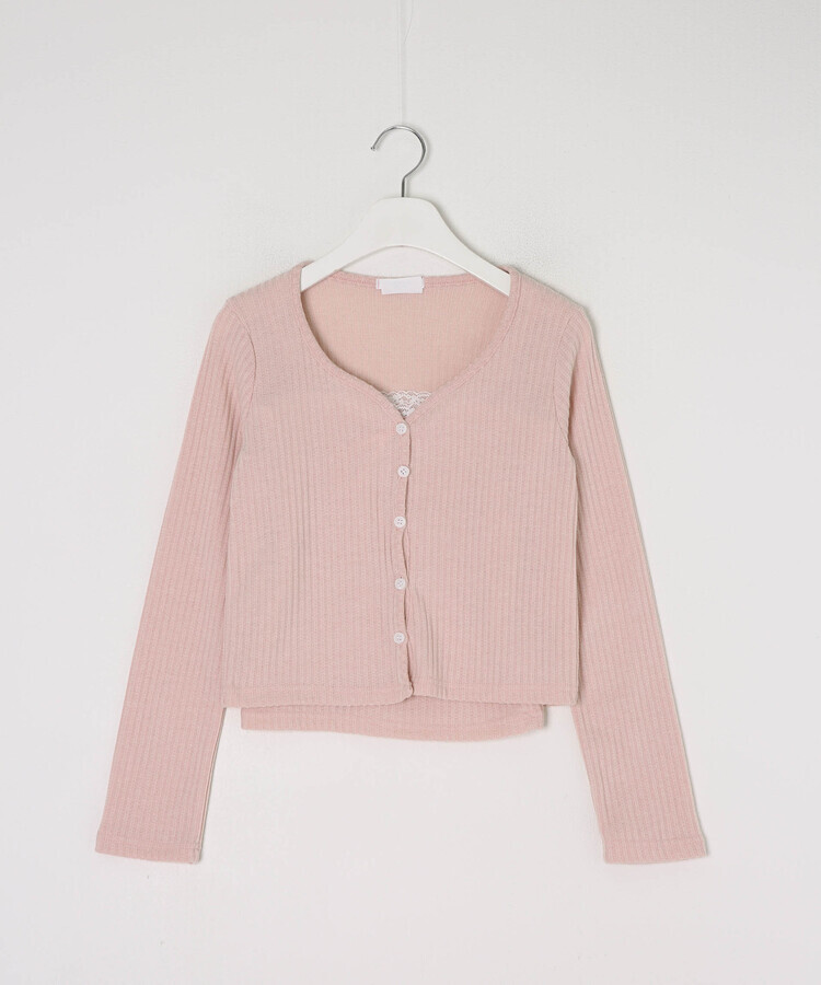 [SET] 나시 레이스 리본 크롭 가디건
