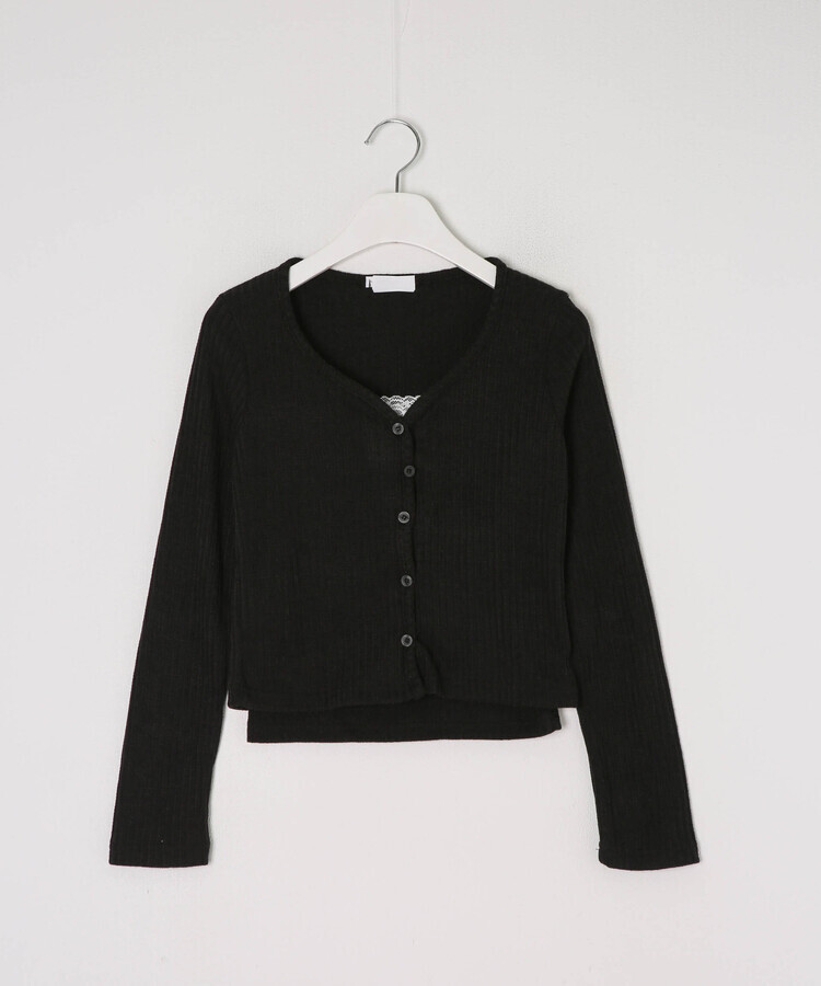 [SET] 나시 레이스 리본 크롭 가디건