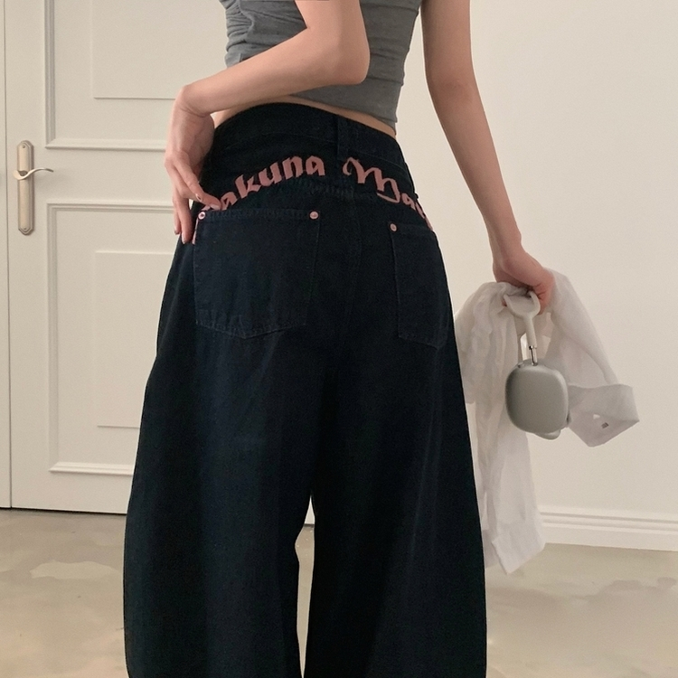バックポイント刺繍ポケットワイドデニムパンツ｜ワイド｜韓国