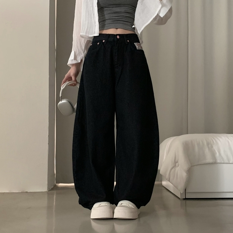 バックポイント刺繍ポケットワイドデニムパンツ｜ワイド｜韓国
