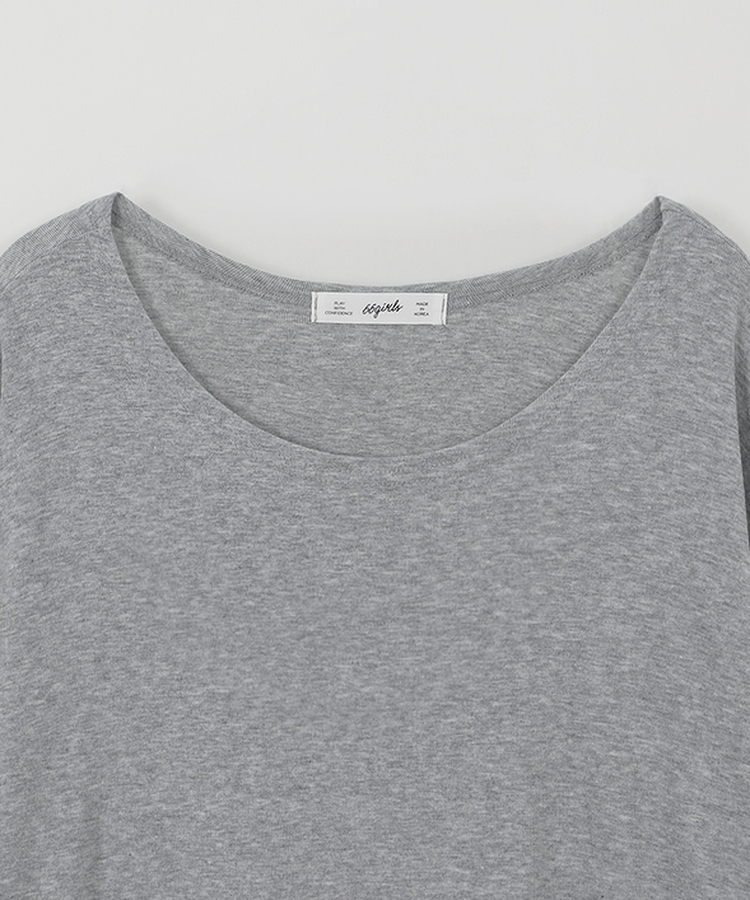 長袖Tシャツ ボートネックルーズスリットTシャツ