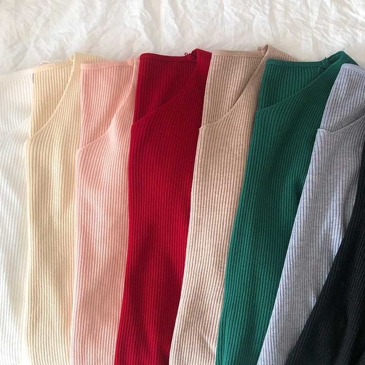 쫀쫀 몸매보정 기본 데일리 브이넥 골지 니트