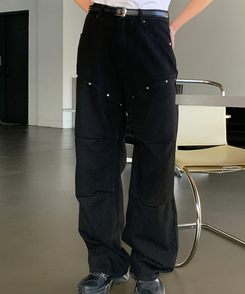 リベットスリットコットンワイドパンツ｜コットンパンツ｜韓国