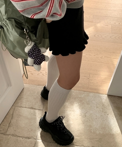 フリルラッフルレースニッショートパンツ BLACK