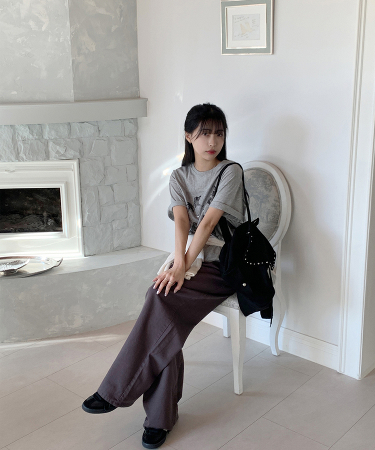 キャット半袖Tシャツ GREY