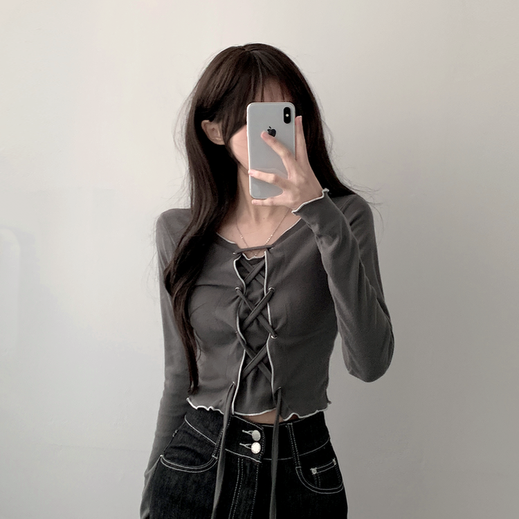アイレットコルセット長袖Tシャツ KHAKI GRAY