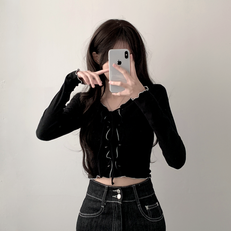 アイレットコルセット長袖Tシャツ BLACK
