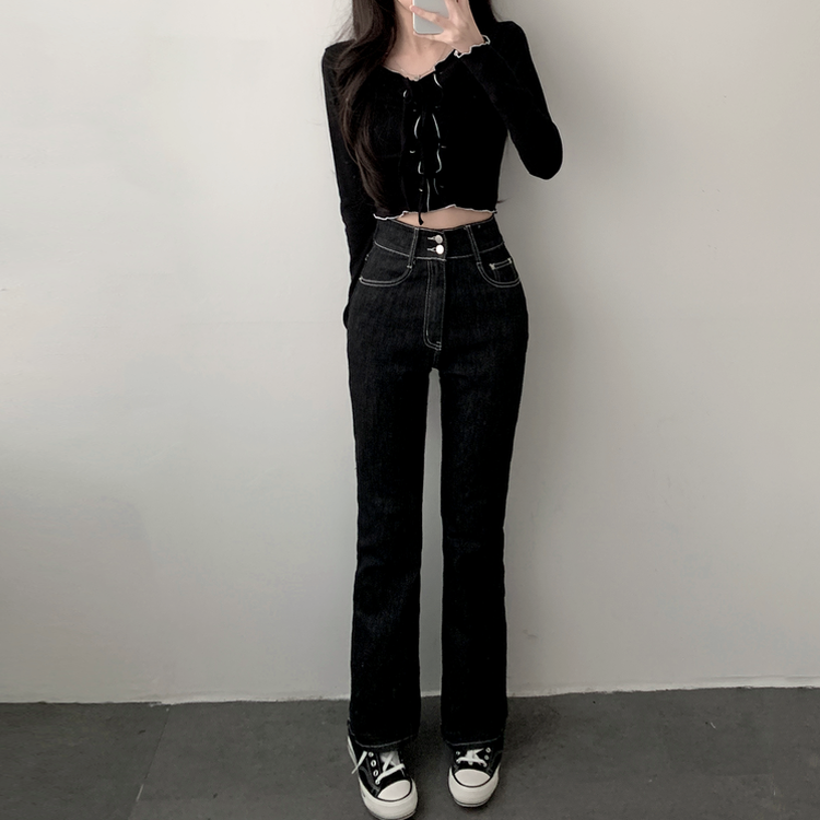 アイレットコルセット長袖Tシャツ BLACK