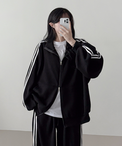 【SET】ーバーフィットジップアップ トレーニングパンツ BLACK