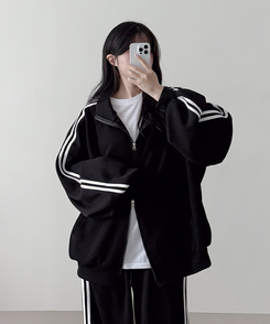 【SET】ーバーフィットジップアップ トレーニングパンツ BLACK