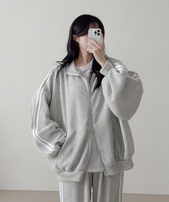 【SET】ーバーフィットジップアップ トレーニングパンツ WHITE MELANGE