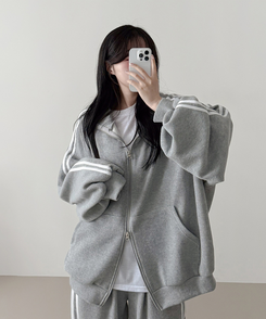 【SET】ーバーフィットジップアップ トレーニングパンツ GREY
