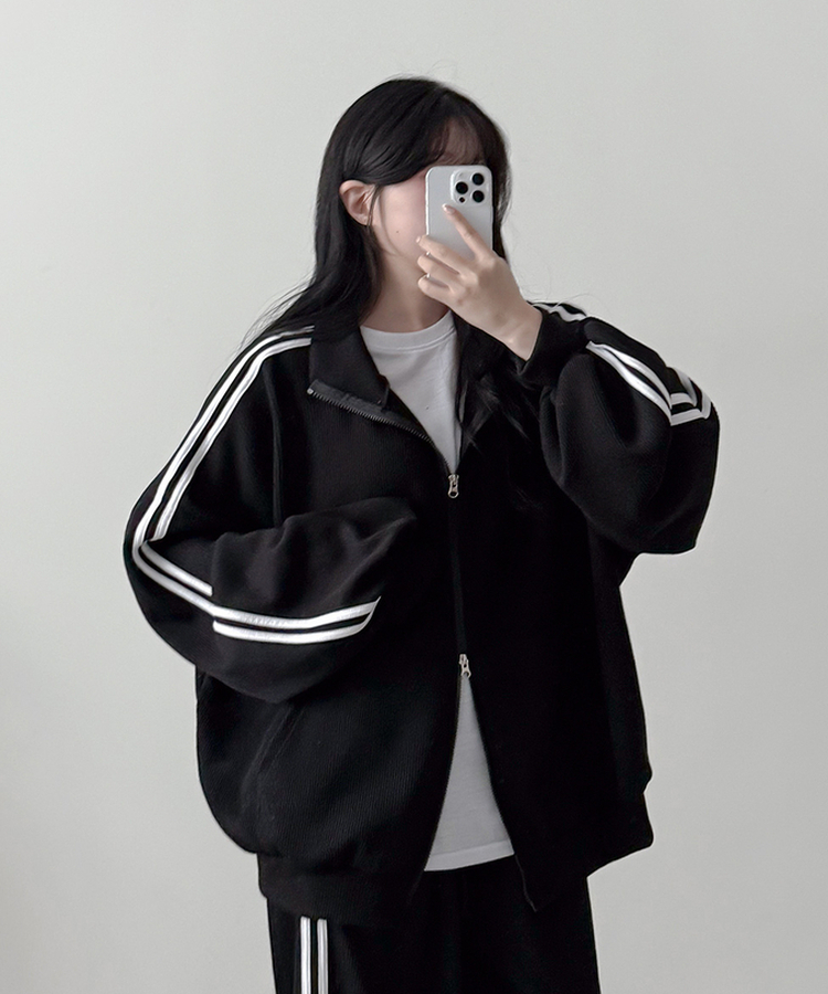 【SET】ーバーフィットジップアップ トレーニングパンツ BLACK