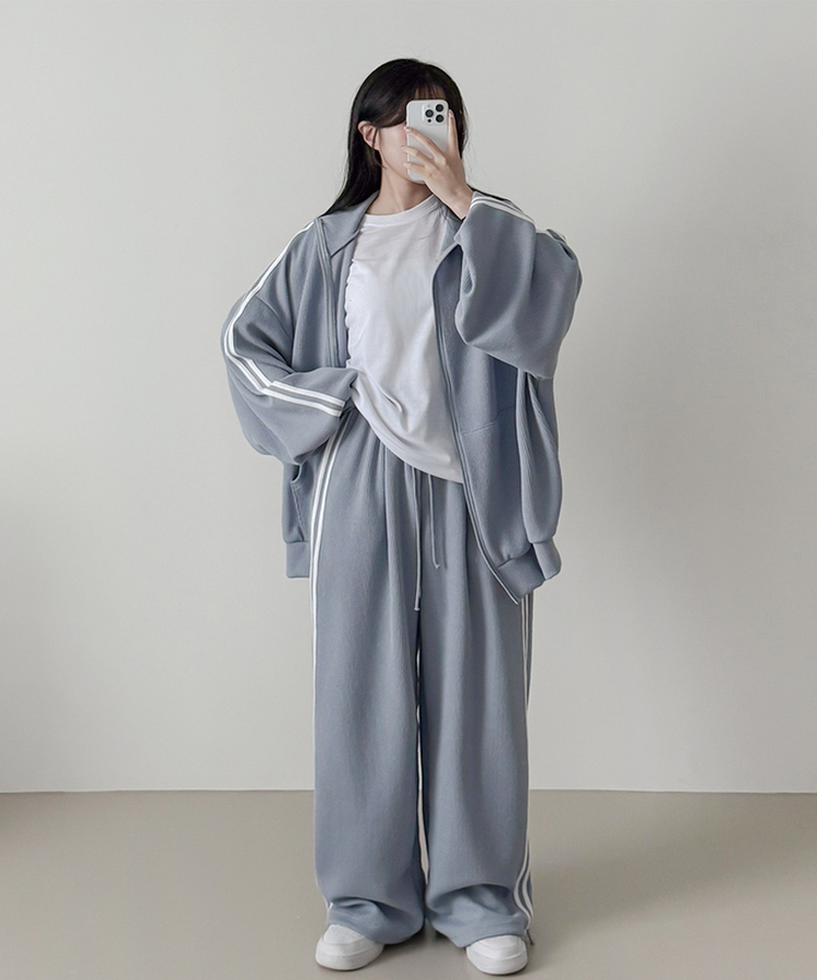 【SET】ーバーフィットジップアップ トレーニングパンツ SKY BLUE