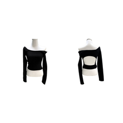 スナップボタンバッグホールオフ長袖Tシャツ