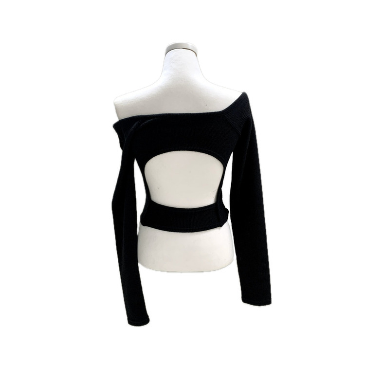 スナップボタンバッグホールオフ長袖Tシャツ