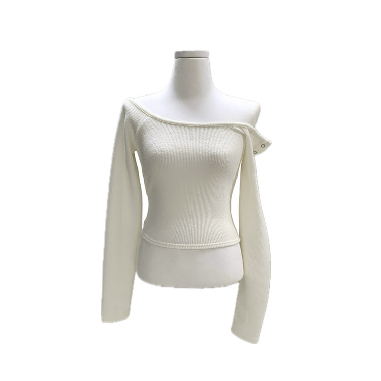 スナップボタンバッグホールオフ長袖Tシャツ