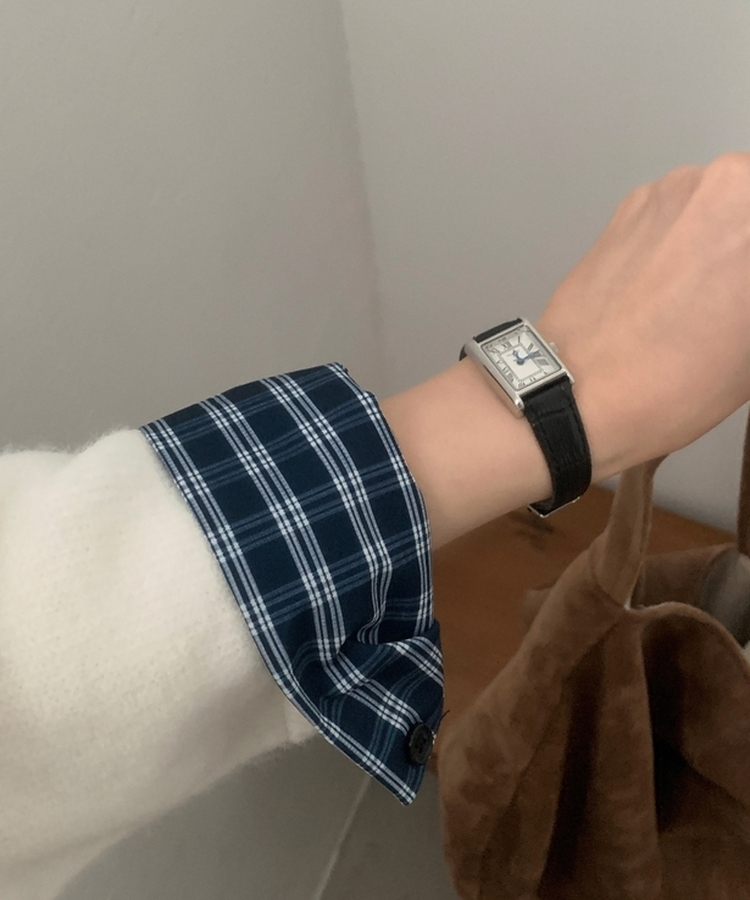 チェックレイヤードバイカラーニットカーディガン(5color) IVORY