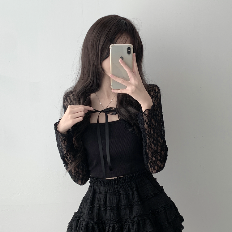 가디건품절 주문폭주감사세일 리본 플라워 시스루 볼레로 가디건휘핑 밴딩 캉캉 미니 스커트 투피스 A33