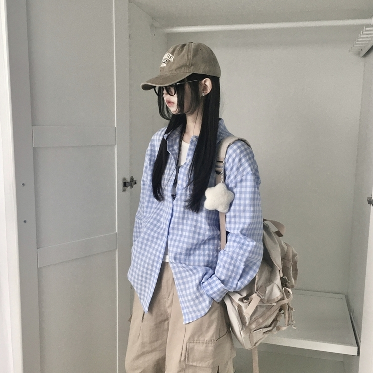 청량 스파클링 바스락 오버핏 루즈핏 체크 셔츠 남방 여름아우터 봄 셔츠 소라