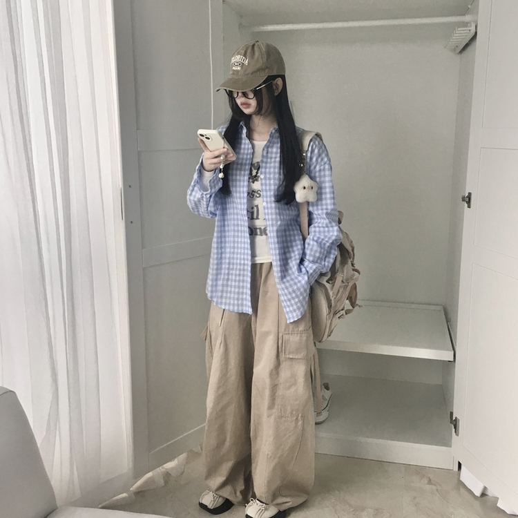 청량 스파클링 바스락 오버핏 루즈핏 체크 셔츠 남방 여름아우터 봄 셔츠 소라