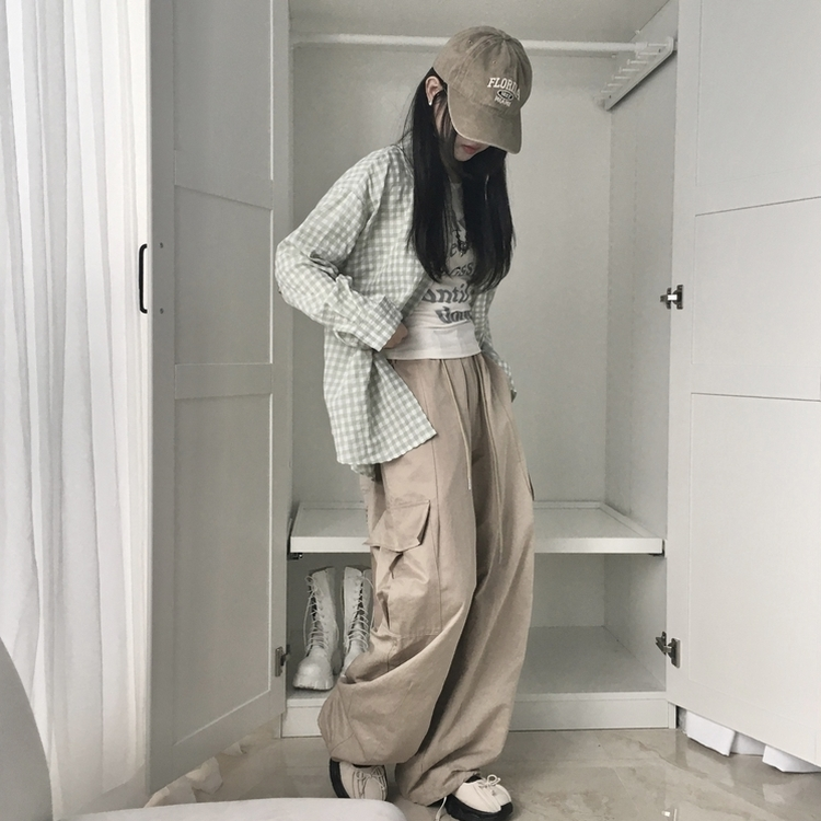 청량 스파클링 바스락 오버핏 루즈핏 체크 셔츠 남방 여름아우터 봄 셔츠 그린