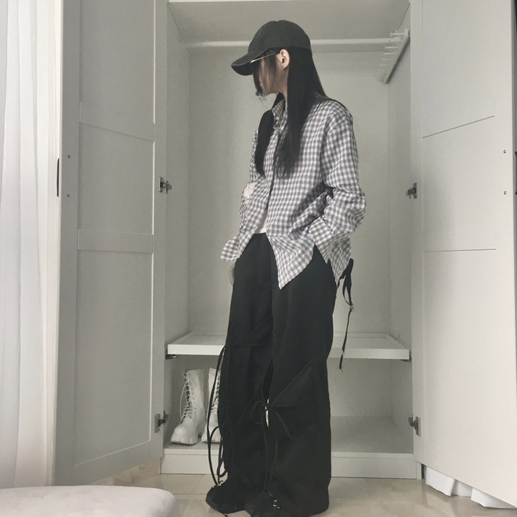 청량 스파클링 바스락 오버핏 루즈핏 체크 셔츠 남방 여름아우터 봄 셔츠 그레이