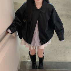 オーバーフィットレザーブルゾンジャケット BLACK