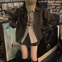 オーバーフィットレザーブルゾンジャケット BROWN