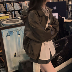 オーバーフィットレザーブルゾンジャケット BROWN