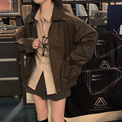 オーバーフィットレザーブルゾンジャケット BROWN