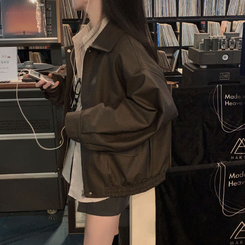 オーバーフィットレザーブルゾンジャケット BROWN