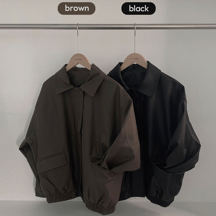 매트 레더의 정석오버핏 레더 블루종 자켓 점퍼